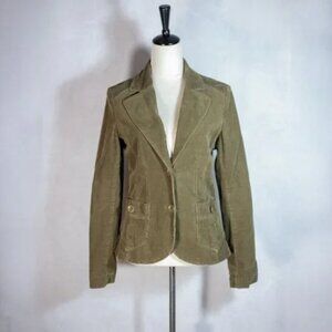 H&M Womens Corduroy Blazer Jacket Olive Green Size 8